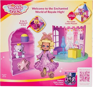 Royale High Dorm Room Playset - 1 Doll, 5 Accessories - Fits Inside Castle Playset - Virtual Item Code Included - Ages 5+