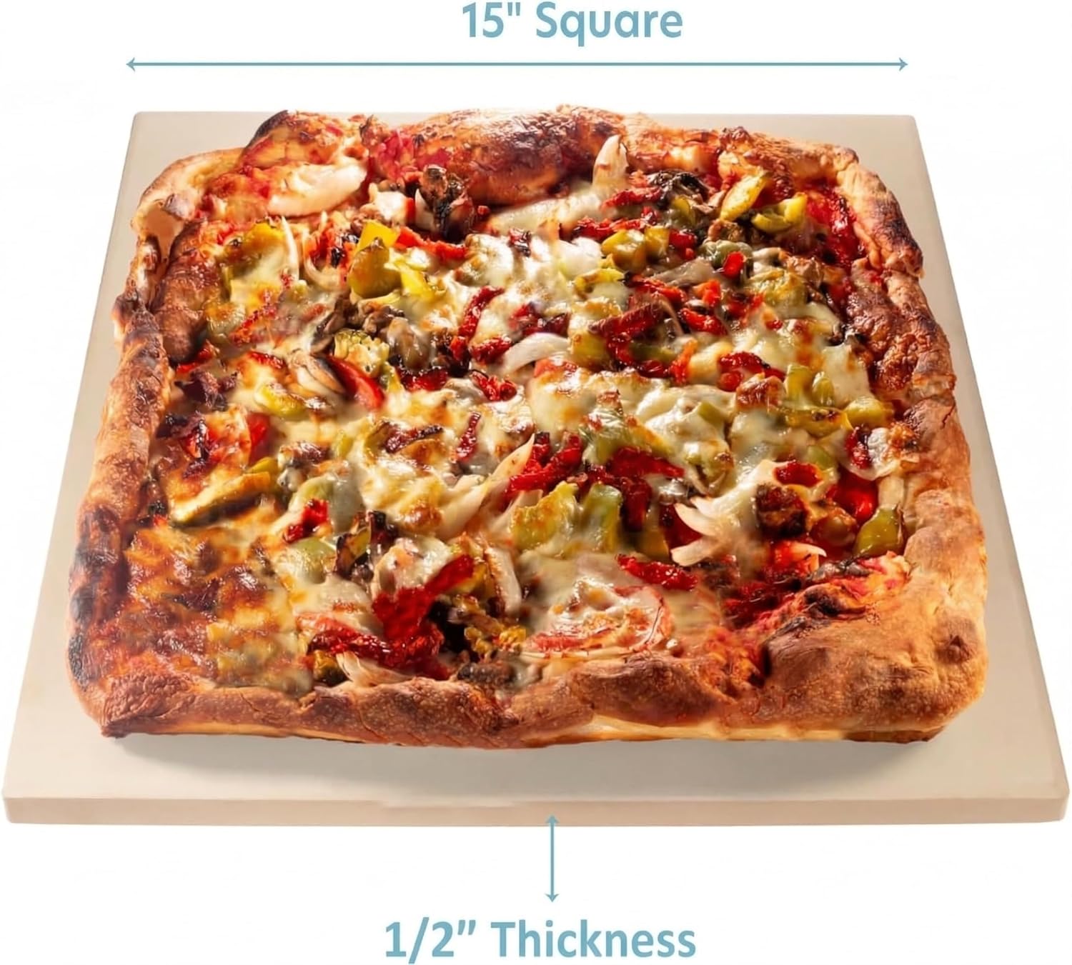 CucinaPro Pizza Stone for Oven, Grill or BBQ- 1/2" Extra Thick Cordierite Rectangular Baking Stone for Better Cooking- 15" x 12" Pan- Holds High Temp For Crispy Crust- Kitchen Tool Essential Must Have