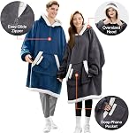 Giggling Getup Wearable Blanket Hoodie for Women Men Gifts for Women Mom Wife Sherpa Fleece Hooded Blanket Sweatshirt Warm Cozy Sherpa Wearable Throw with Pocket & Sleeves for Adult Standard Dark Gray