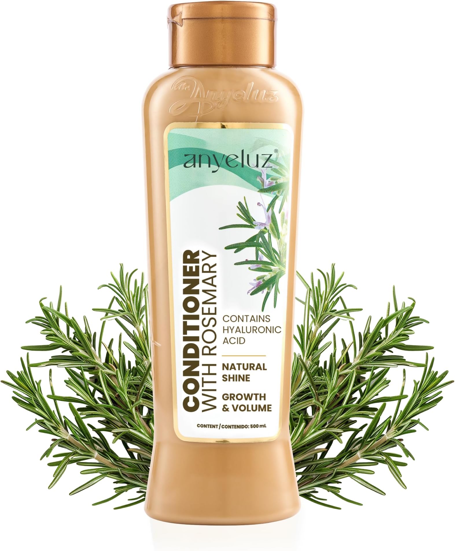 Anyeluz Hair Conditioner with Rosemary and Hyaluronic Acid – Strengthens, Shines, and Smooths, Ideal for All Hair Types, Enhances Manageability.