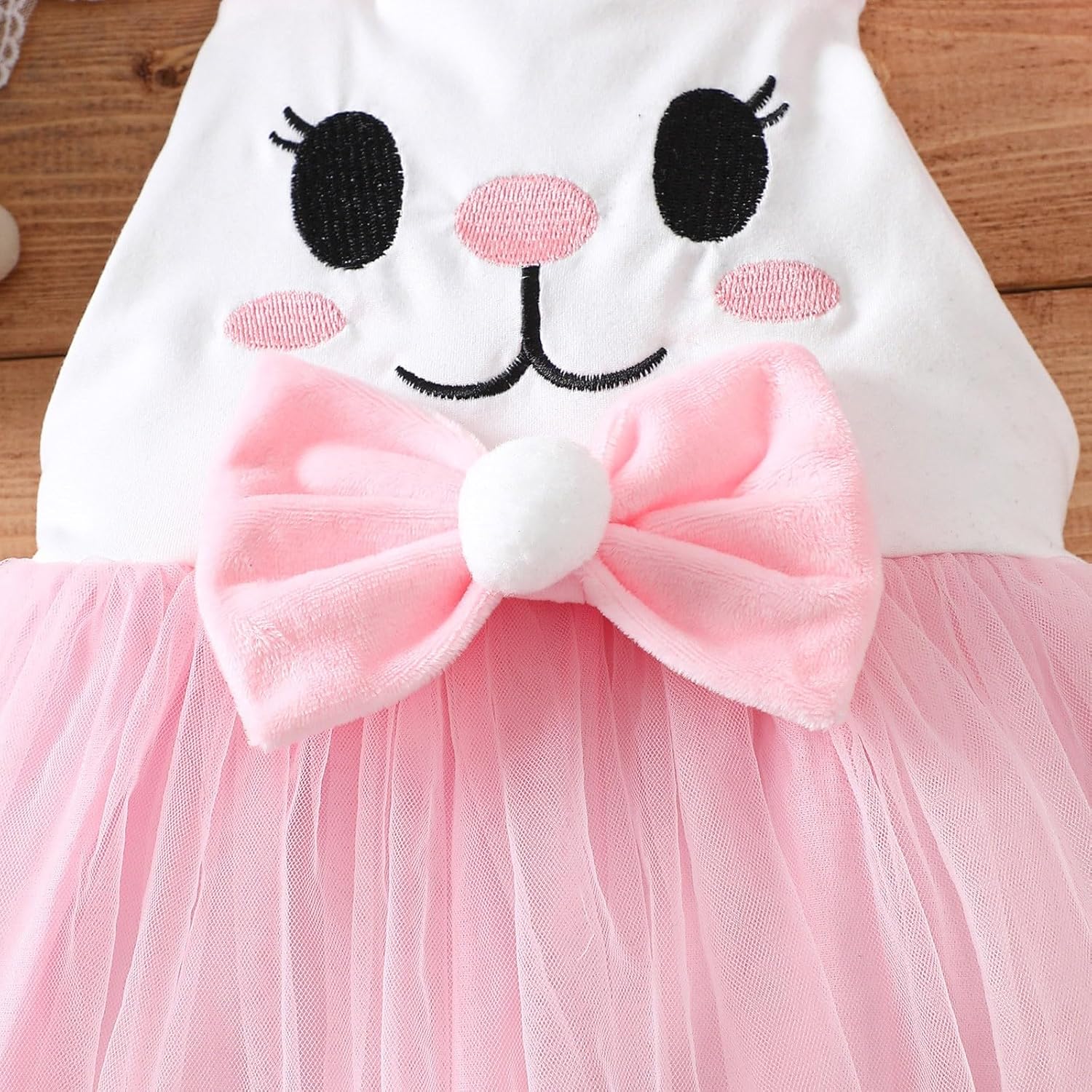 Baby Girl Easter Outfit Bunny Toddler Tulle Dress Romper with Ears Bow Sleeveless Newborn Bodysuit Photography Clothes