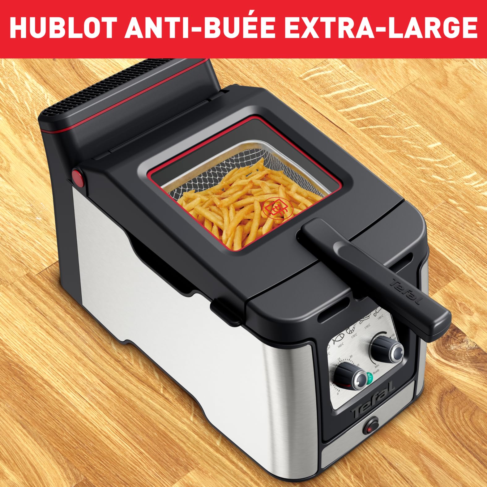 Tefal Clear Duo Friteuse bain d’huile, Moins de fumée et d'odeurs, Hublot anti-buée, Température réglable, Minuteur de 30 min, Grande capacité, Éléments amovibles compatibles lave-vaisselle FR600D10