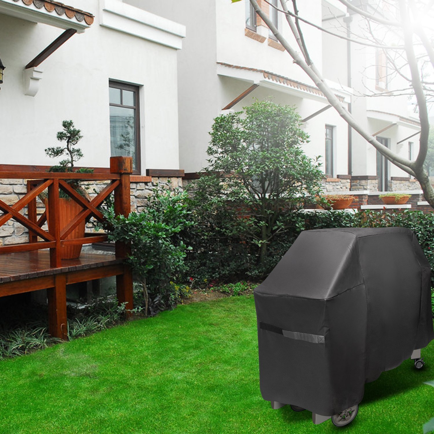 Onlyfire Grillabdeckung Abdeckhaube (für Weber Genesis II & II LX 400), Decken, atmungsaktiv, UV-beständig, wasserdicht | 600D Oxford Grillabdeckung, Wasserdicht, UV-beständig, Ersatz für Weber 7131, 165L x 63B x 113H cm