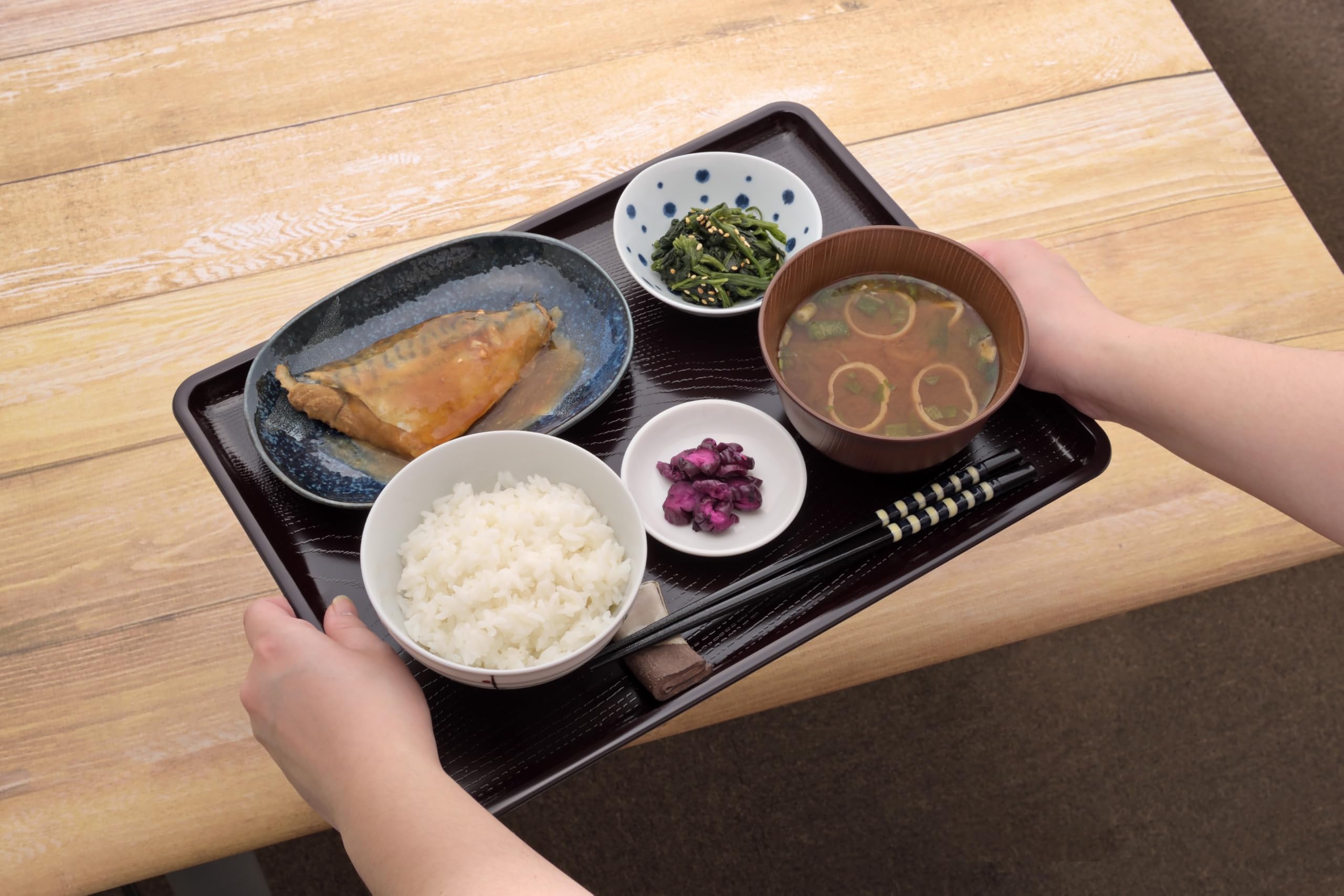 Amazon｜ワック(WACCU) お盆 おぼん トレー 配膳 山中塗 長角木目調