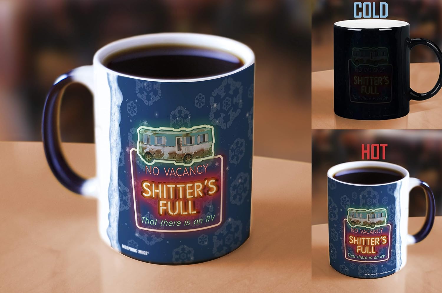 Morphing Mugs National Lampoon’s Christmas Vacation – Cousin Eddie RV – Shitter's Full – One 11 oz Color Changing Heat Sensitive Ceramic Mug – Image Revealed When HOT Liquid Is Added! MMUG1090 - Image 2