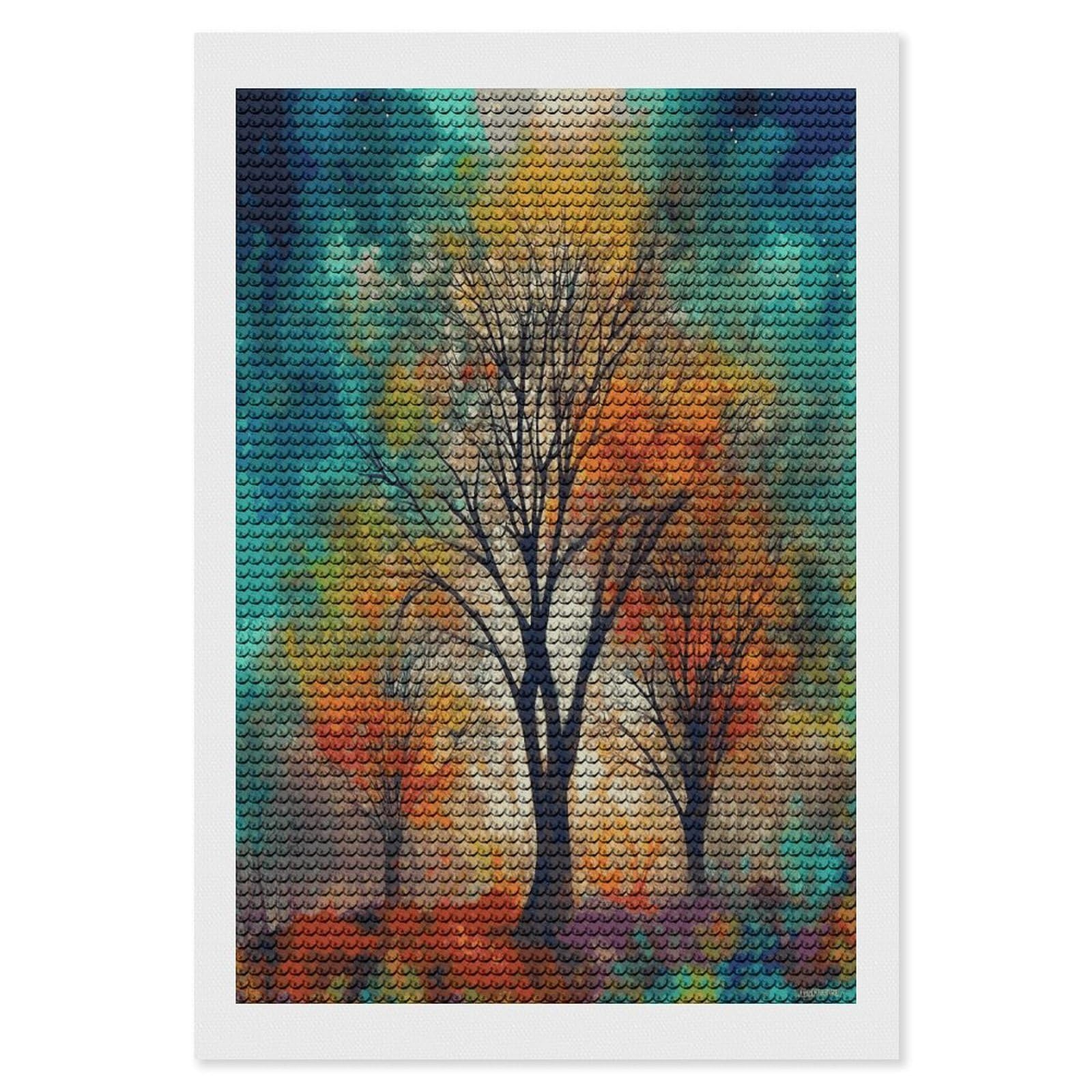 FekiLoot Colorful Life Trees Diamond Art Kits for Adults Diamond Painting Kits for Beginners DIY Diamond Art Kits Round Full Drill Diamond Dot Gem Painting for Home Wall Decor Gift 8"x12"
