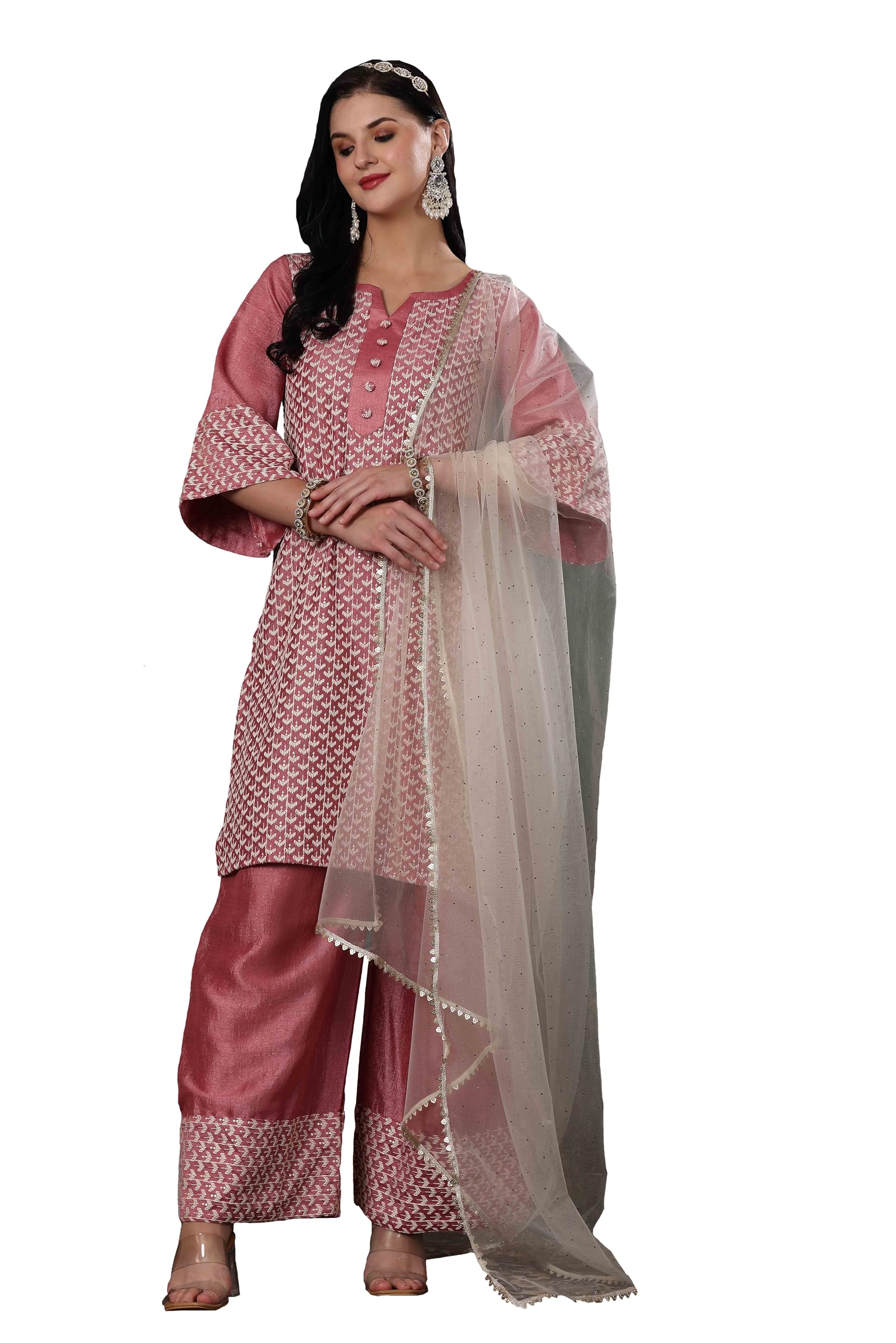 Cbazaar Indian Pakistani Embroidery Salwar Kameez Pant Suit Dresses for Festive Party wear - Kurta, Pant and Dupatta Set