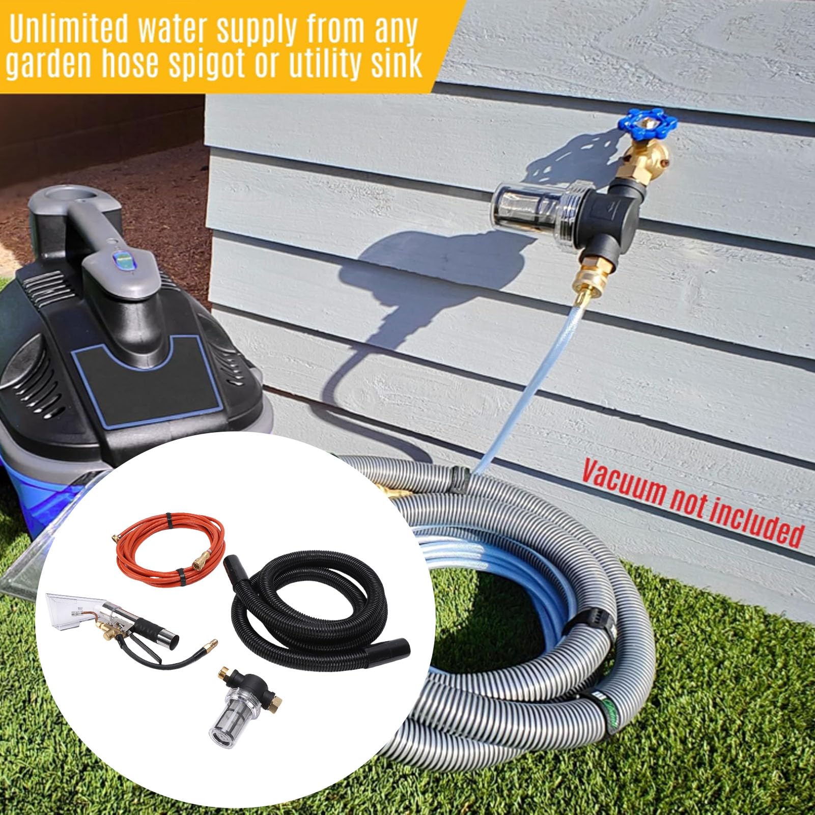 JTLB Kit de limpieza de alfombras, potente limpiador de muebles con succión eficiente para tapicería, sofás, colchones, coches y más, kit de manguera de aspiración