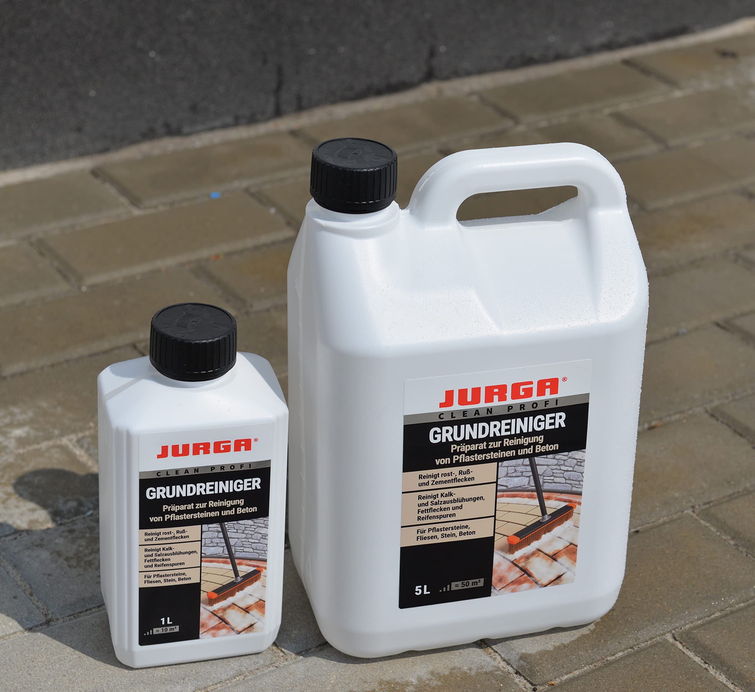 JURGA Preparat 5L (≈50m²) do Czyszczenia Kostki brukowej i Betonu CLEANER HD, Środek do Czyszczenia Bruków i Betonu, 5 l | Intensywny środek czyszczący, zapobiega powstawaniu wykwitów, gipsu, cementu, sadzy i plam rdzy