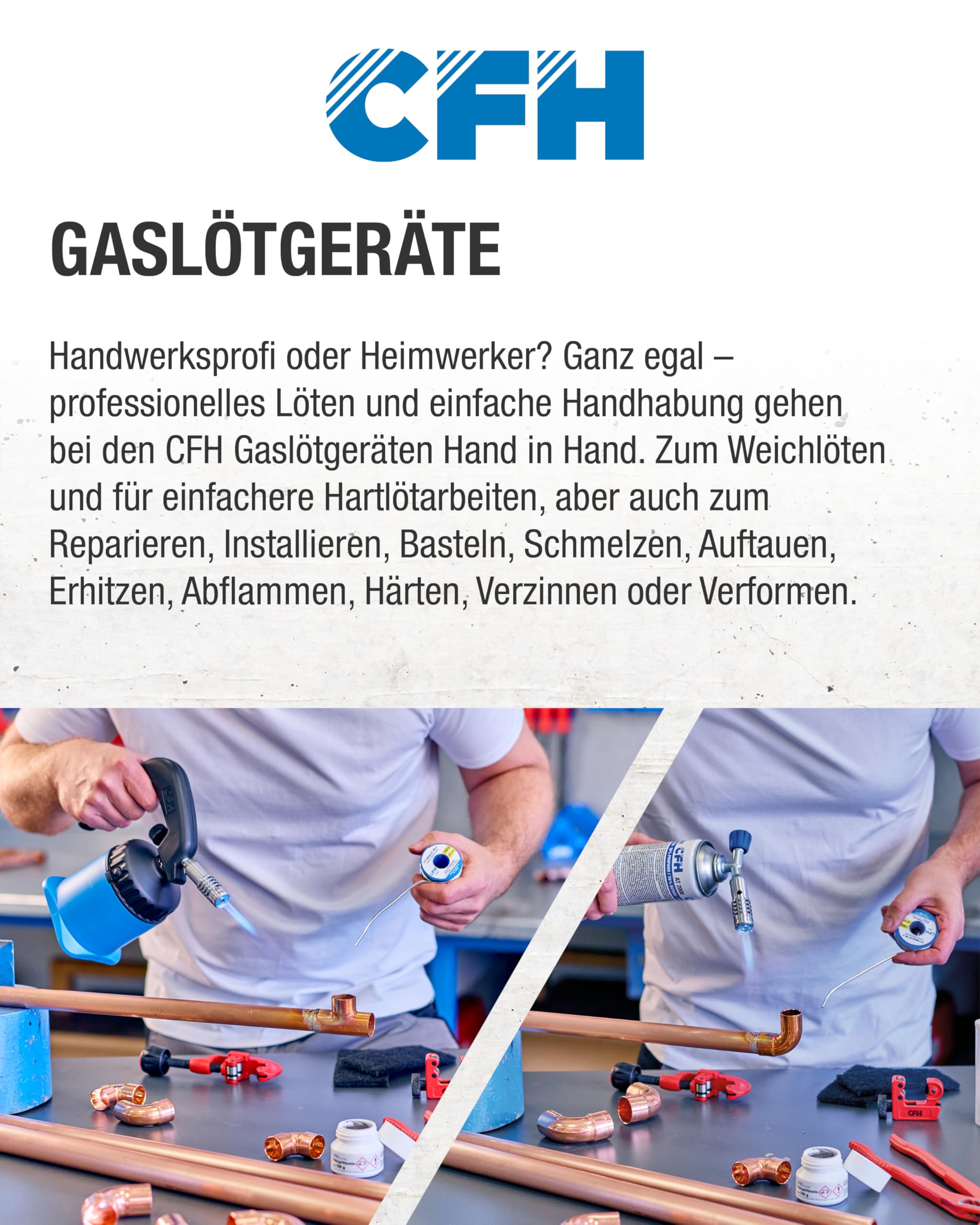 CFH Kupferlötkolben KL 147 350 g Hammer Gas Lötkolben zum Weichlöten