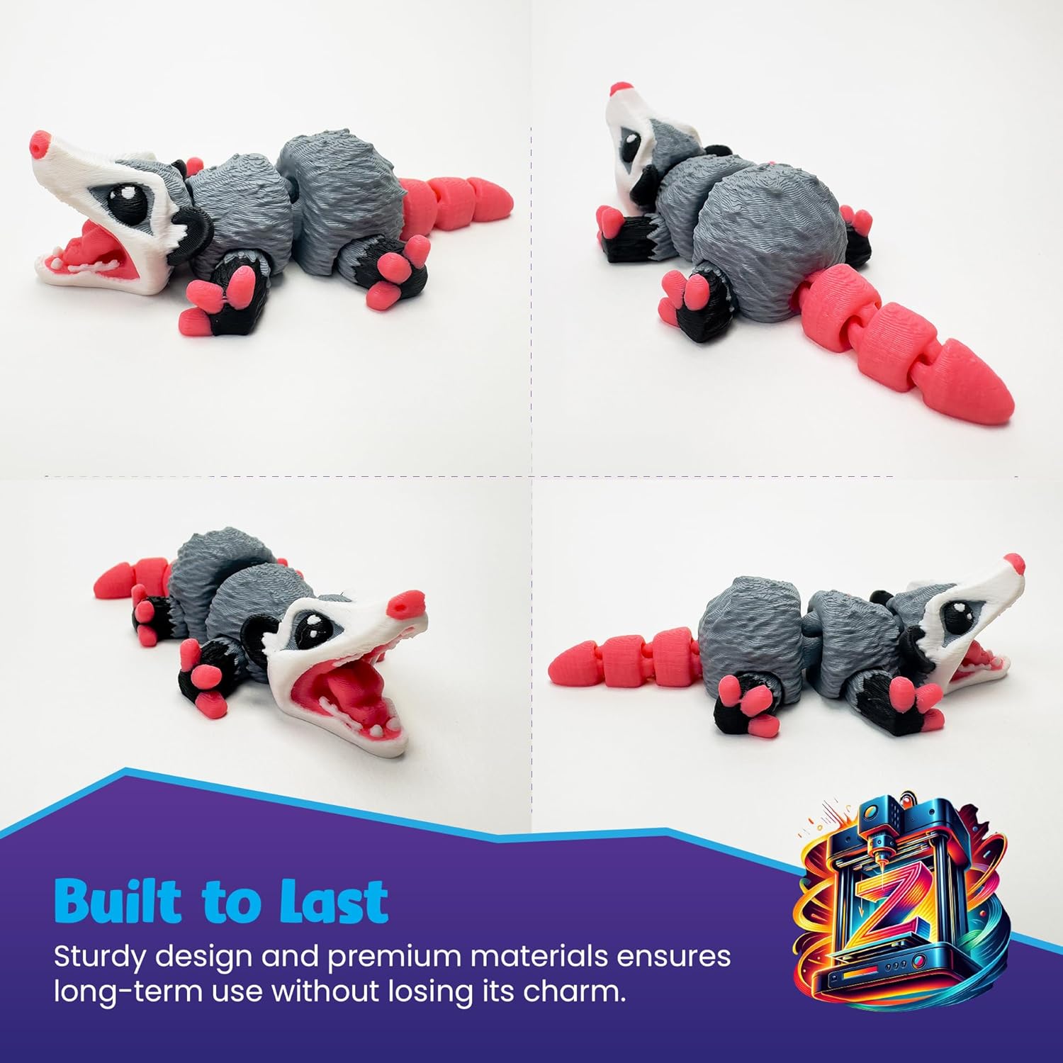 Opossum Articulated 3D Printed Fidget Figurine, Sensory Desk Companion for Stress Relief & Focus, Great for Collectors, Busy Professionals, Possum Gifts