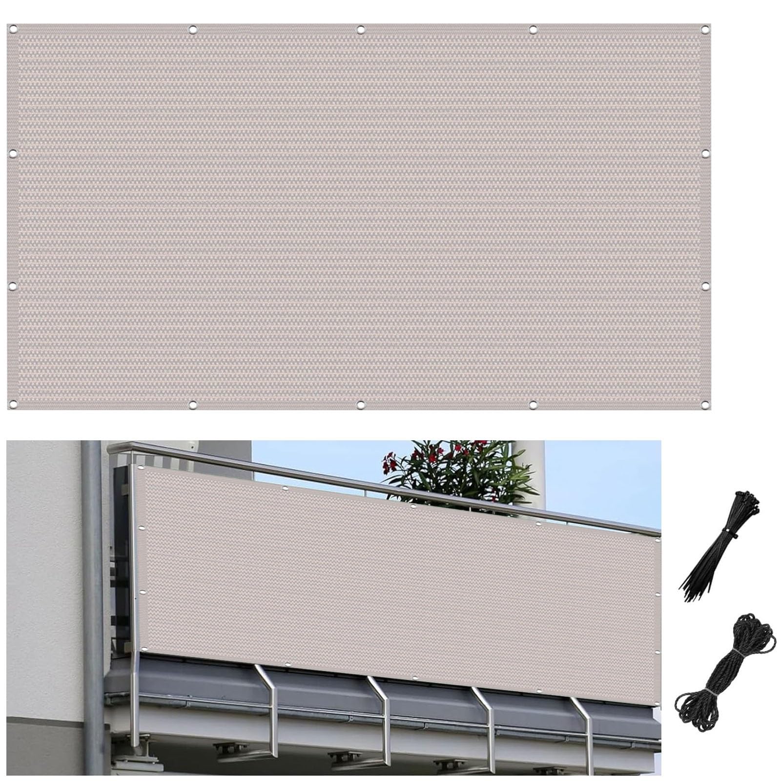 Protettivi per Balconi 70 x 720 cm per Privacy - Facile da Installare Leggermente Trasparente Telo di Rivestimento Protezione Solare Frangivento con Fascette per Ringhiera, Bianco