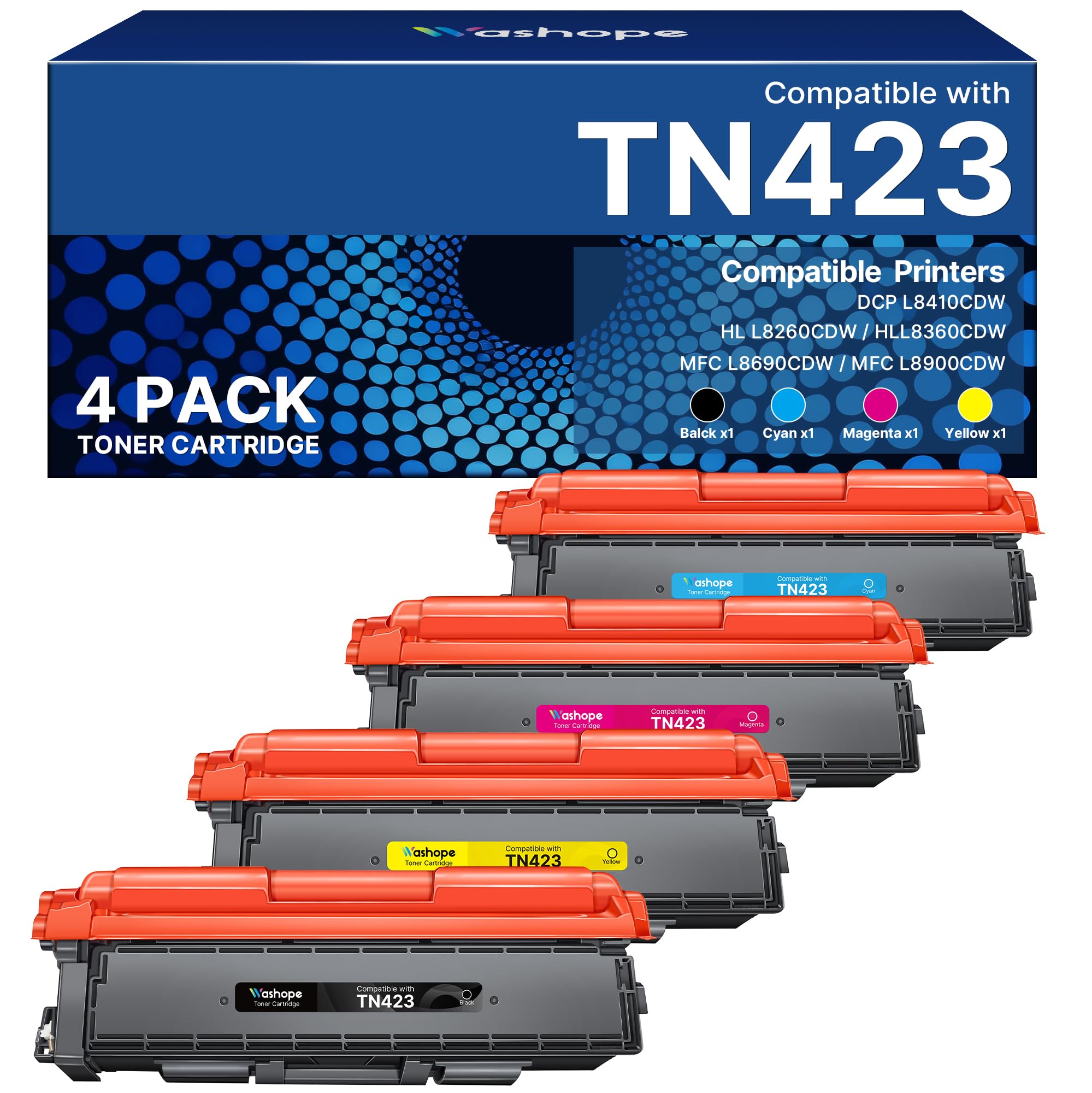 TN423 MFC-L8690CDW Toner Kompatibel für Brother 423 TN-423 TN 423 TN421 | für Brother MFC-L8690CDW Toner HL-L8260CDW DCP-L8410CDW HL-L8360CDW (Schwarz, Cyan, Magenta, Gelb, 4er-Pack)