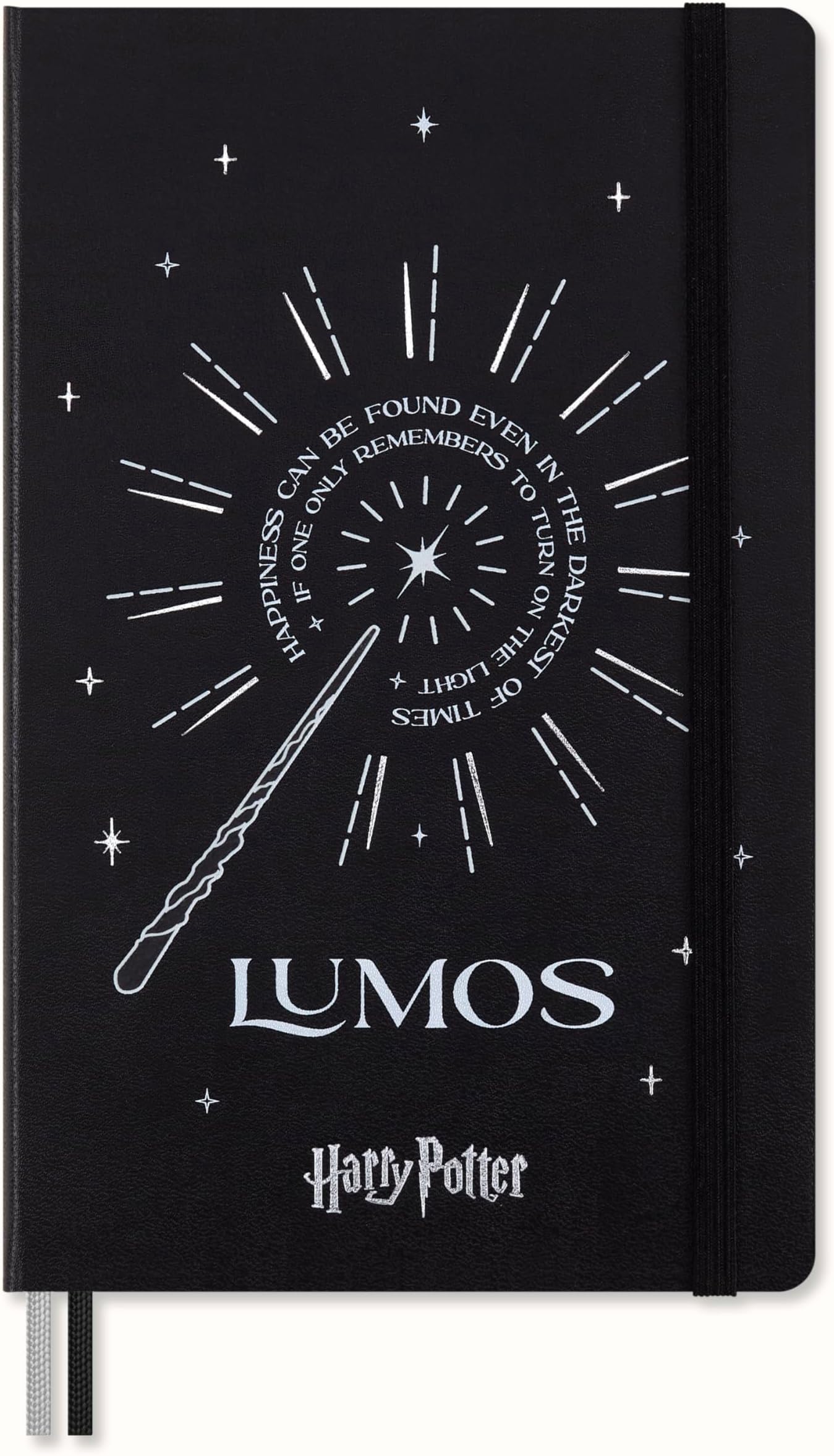 Moleskine Limited Edition Harry Potter Lumos spell Notebook with glow in the dark special-effect, Hard Cover, Ruled, Large (5" x 8.25"), Black, 176 pages