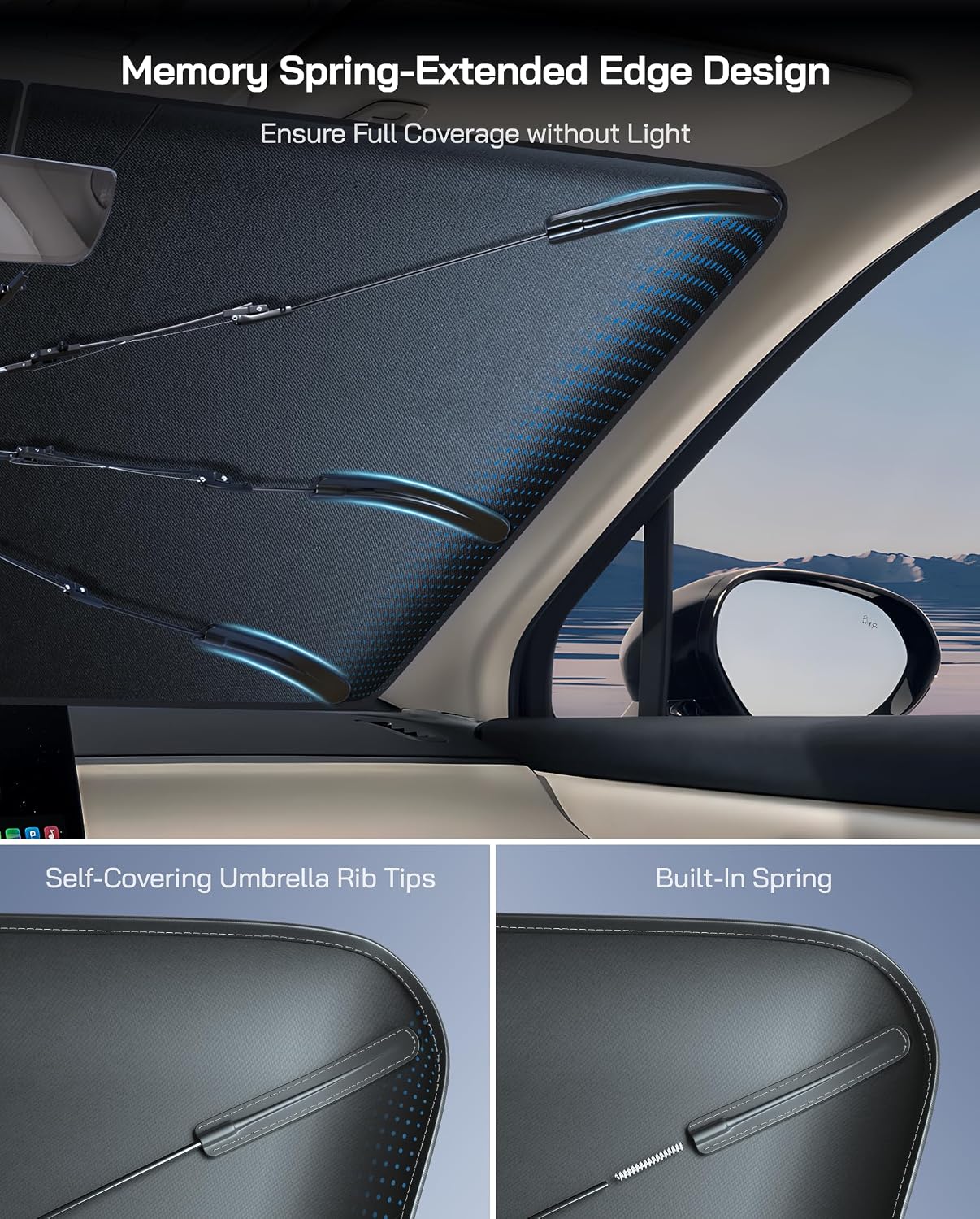 Windshield Sun Shade Umbrella for Toyota Corolla 2011-2026, Foldable Front Window Sun Shade, Titanium Silver Coating for UV Ray Block,Keep Car Cool