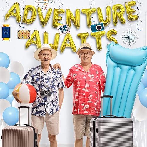 Miniatura 7 de Decoraciones de fiesta de aventura que espera, decoraciones de fiesta temática de viaje, decoraciones de fiesta de jubilación, decoraciones de