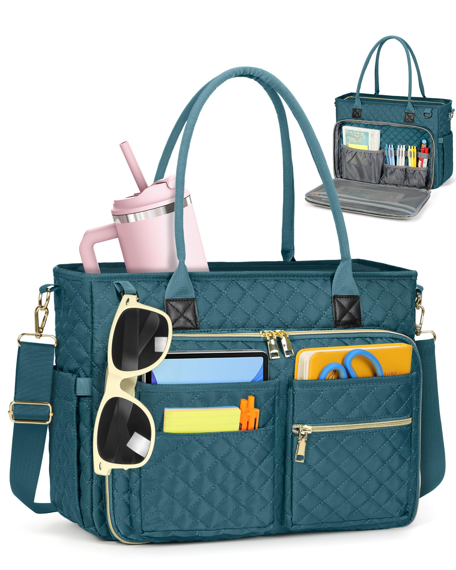 RAINSMORE Lehrertasche 17.3 Zoll Laptoptasche Damen Aktentasche mit Isolierter Tasche Arbeitstasche Damen für Krankenschwestern, Lehrer, Universität, Business