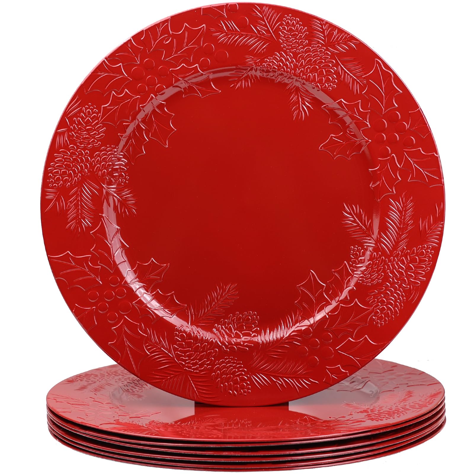 Spsyrine Red Charger plates, 13 Inch Set of 6 Chargers for dinner plates, Serve ware Plate for Wedding Bulk, Parties, Christmas, Holiday Table Setting, B8R
