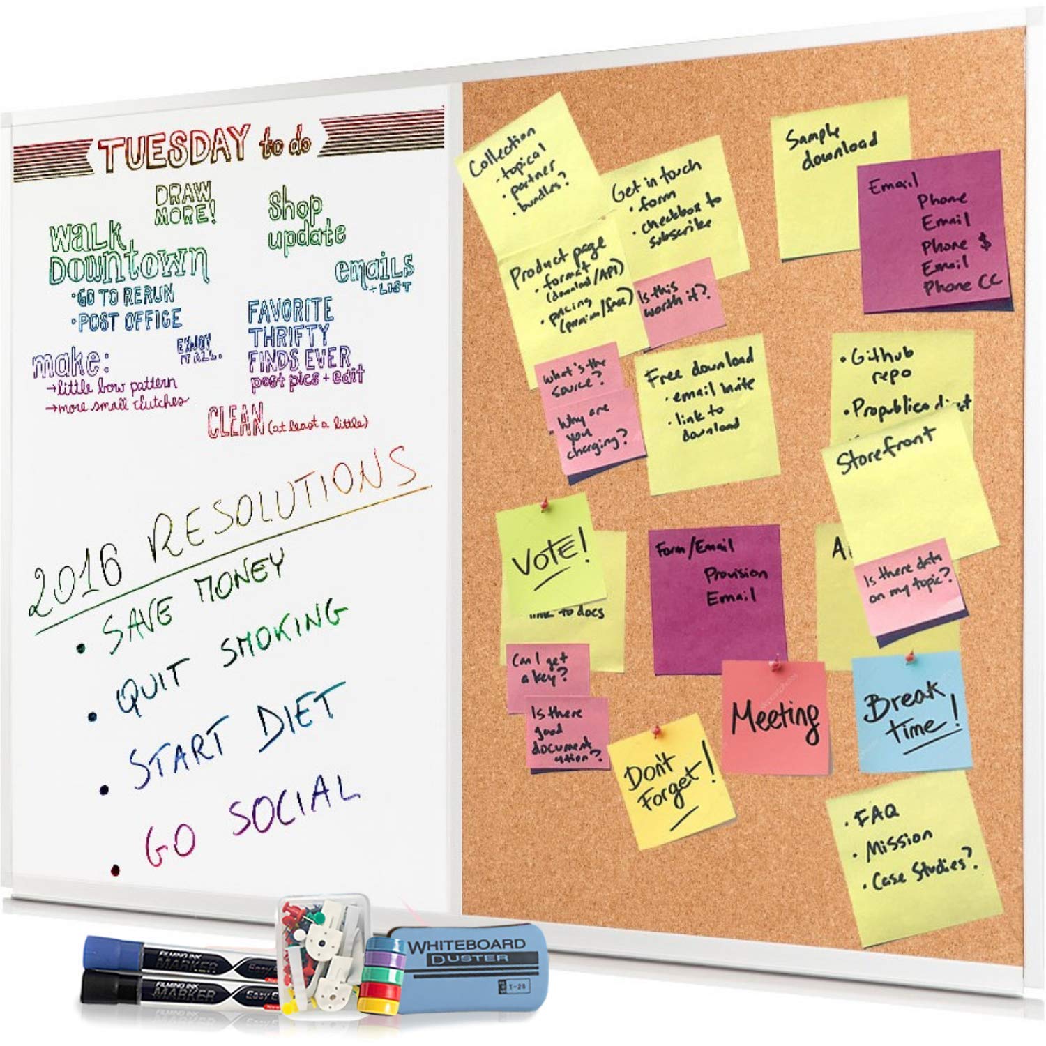 Dry Erase Cork Board Combo Set 28 X 20 Magnetic White Board And Cork Dry Erase Cork Board Combo Set 28 X 20 Magnetic White Board And Cork