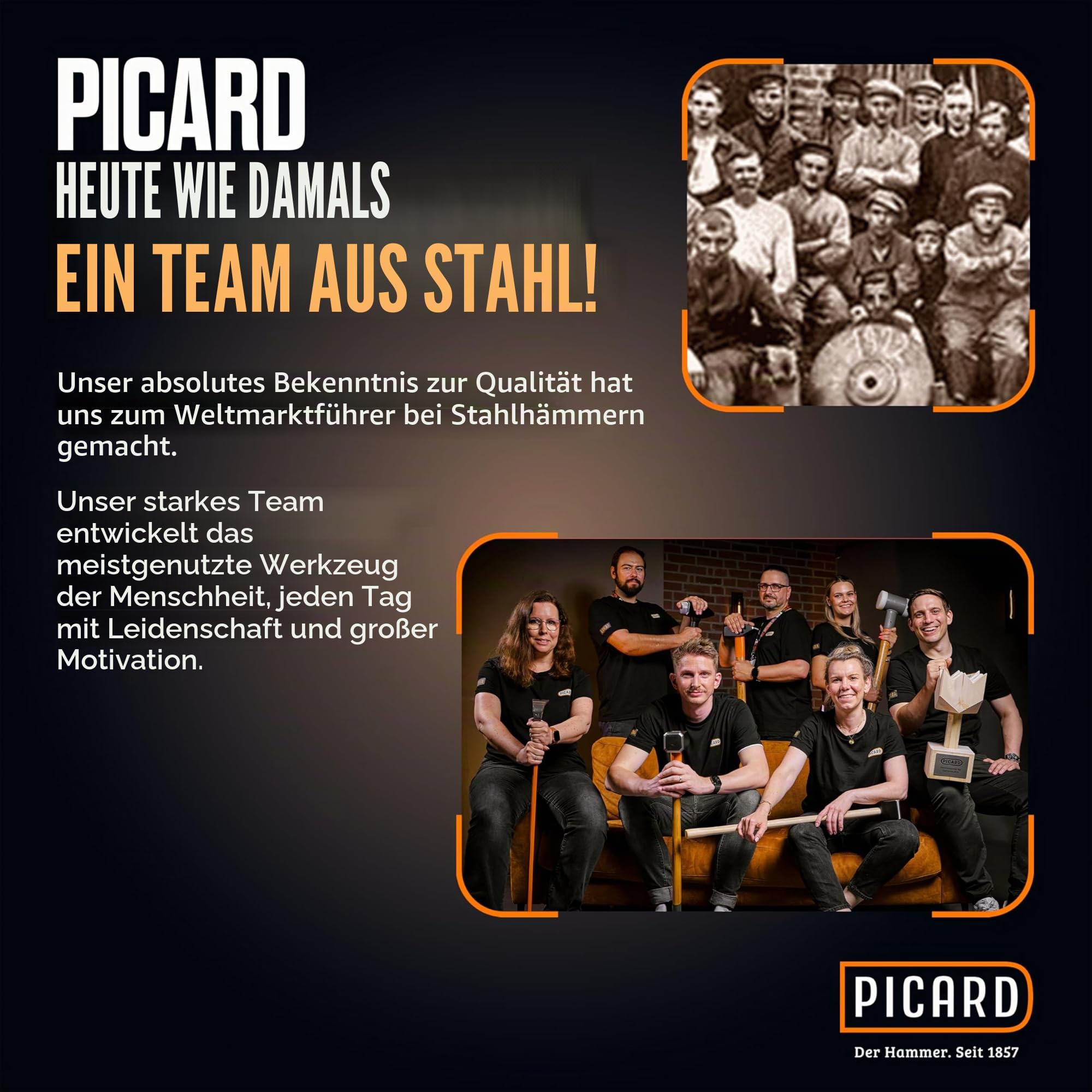 Picard Hammerhammer AluTec | Aluminium & geschmiedeter Stahl | Hybridkopf | Magnetischer Nagelhalter | Ergonomischer Griff | GS geprüfte Sicherheit | VPA zertifiziert