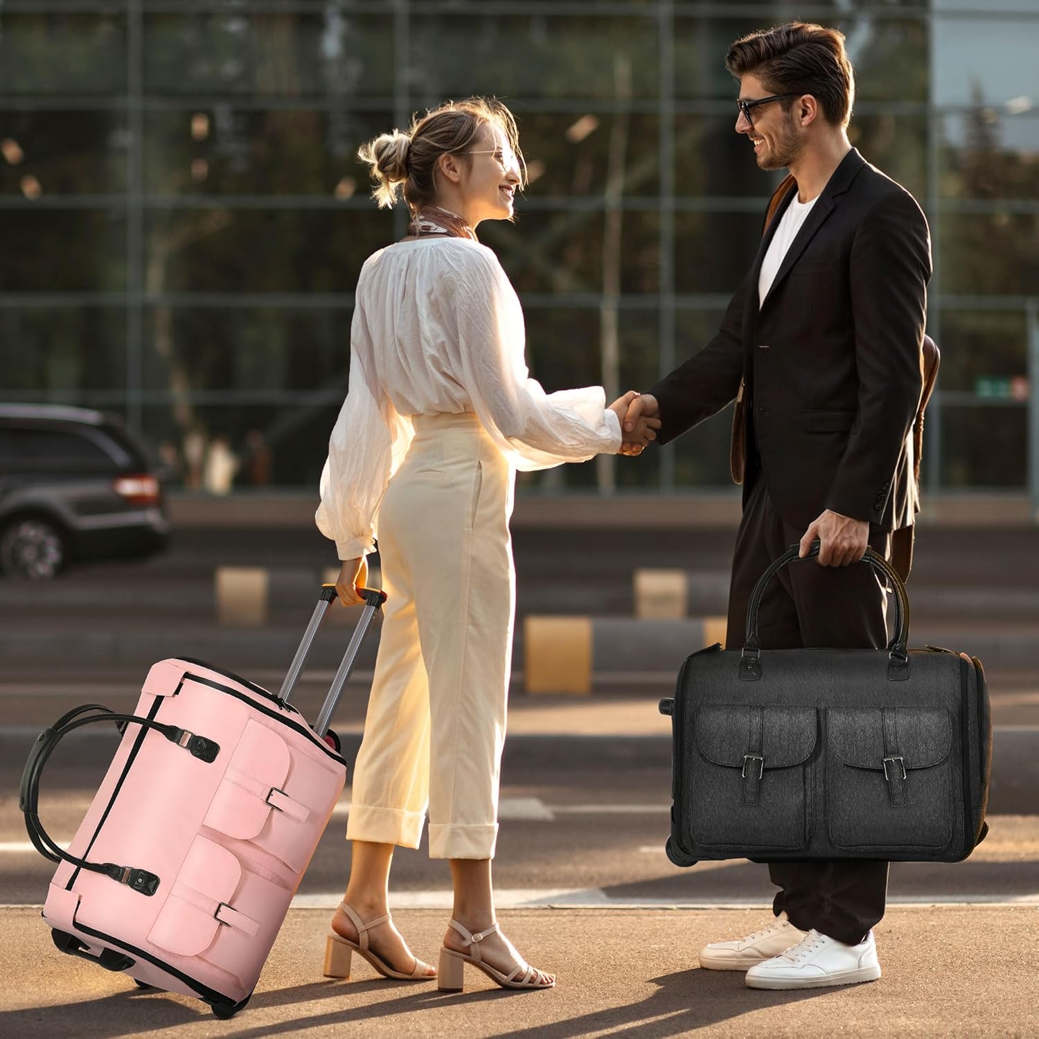 Garment Bags for Travel, 2-in-1 Convertible Rolling Duffle Bag with Wheels, Modern Carry-on Travel Bag for Suits, Foldable Suit Bag, Telescopic Handle, Hanging Hook - Image 7