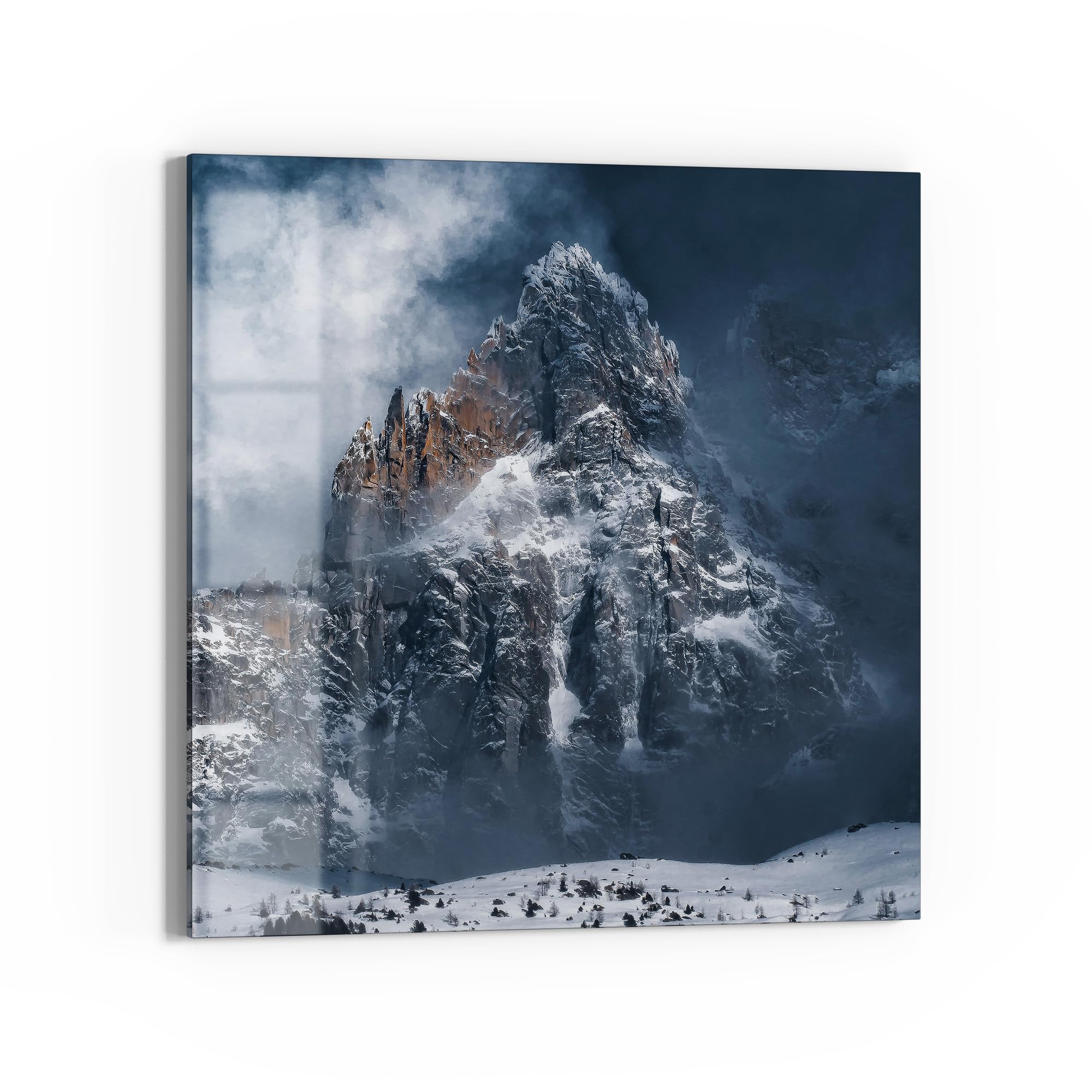 DEQOART Pizarra magnética de cristal | 30 x 30 cm grande | diseño "picos en la luz antiniebla" | pizarra magnética con imanes, bolígrafo y paño para cocina y oficina | Pizarra magnética y se puede