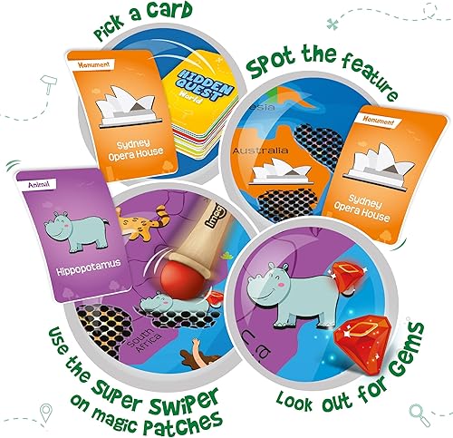 Miniatura 3 de Imagimake Mapology Hidden Quest World Map - Juego de mesa  Deslizamiento y revelación mágica  Juguetes educativos para edades de 5 a 7 y 8 a 12 años