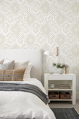 Vista 27 de HeloHo Papel tapiz autoadhesivo para despegar y pegar, diseño bohemio, moderno, geométrico, extraíble, autoadhesivo, para dormitorio, baño, Verde