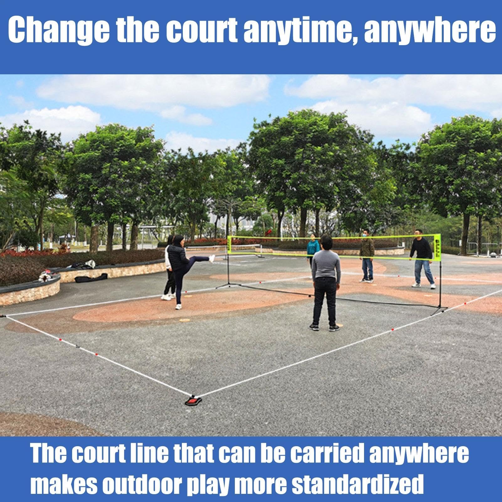 Badminton Court Lines, Badminton Court Lines for Grass, Tennis-Grenzmarker, 240 x 528 Zoll, kurz, Training, Marker, Ausrüstung, Tenniszubehör für