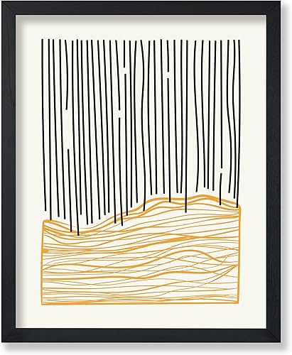 Monem Art - Póster abstracto, impresión de dibujo de línea retro, arte moderno, arte negro y amarillo, arte moderno, arte bohemio elegante, arte