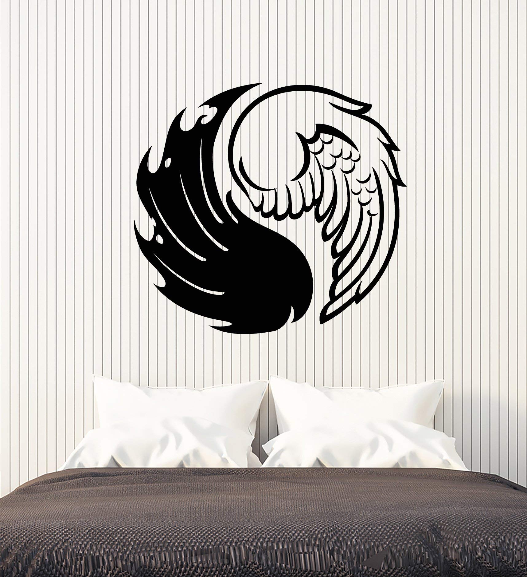 Amazon.com: Vinyl Wall Decal Yin Yang Black White Angel Demon