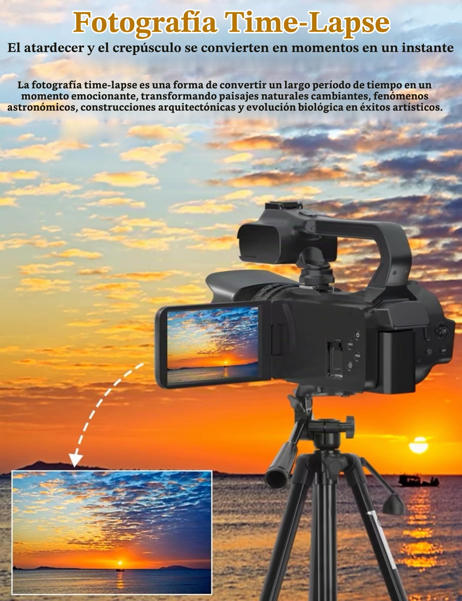 Videocámaras 4K Cámara de Vídeo, Cámara de Vlogging con Zoom Digital de 64MP 18x, Pantalla Táctil de 4 Pulgadas, Micrófono, Control Remoto, Luz de Relleno, Videocámara de Disparo