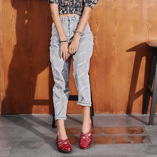 Miniatura 2 de Irrefour Mocasines clásicos de cuero genuino para mujer, estilo casual, sin cordones, a la moda, con puntera cerrada, sandalias planas cómodas para