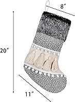 Vista 4 de BHD BEAUTY 2025 New Farmhouse Bohemian Style Christmas Stocking Set of 5 Tassel Xmas Stocking Boho Macrame Decorations Mantel Hanging Ornament for