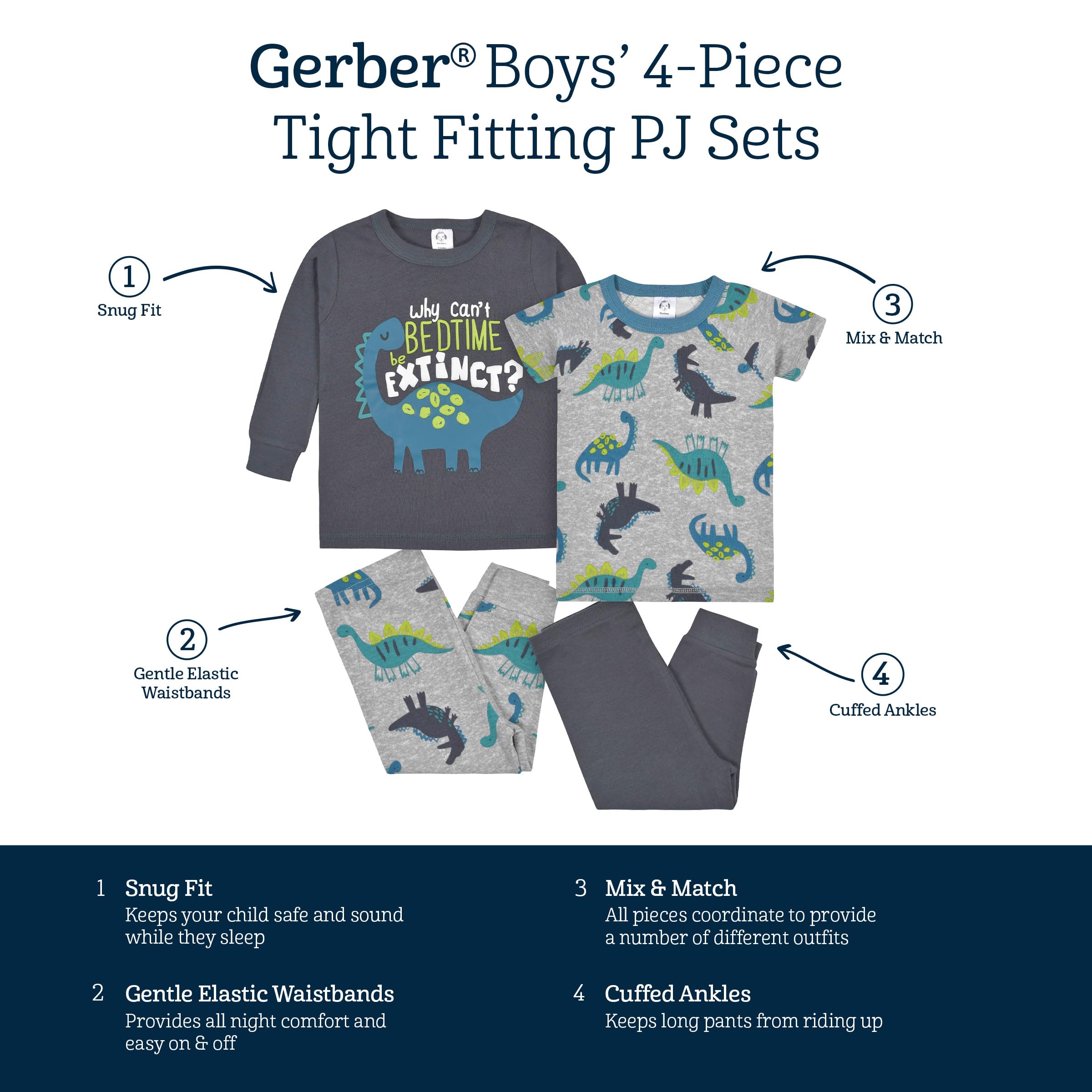Gerber Baby - Jungen 4-teiliges Pyjama-Set Infant-and-Toddler-Nightgowns