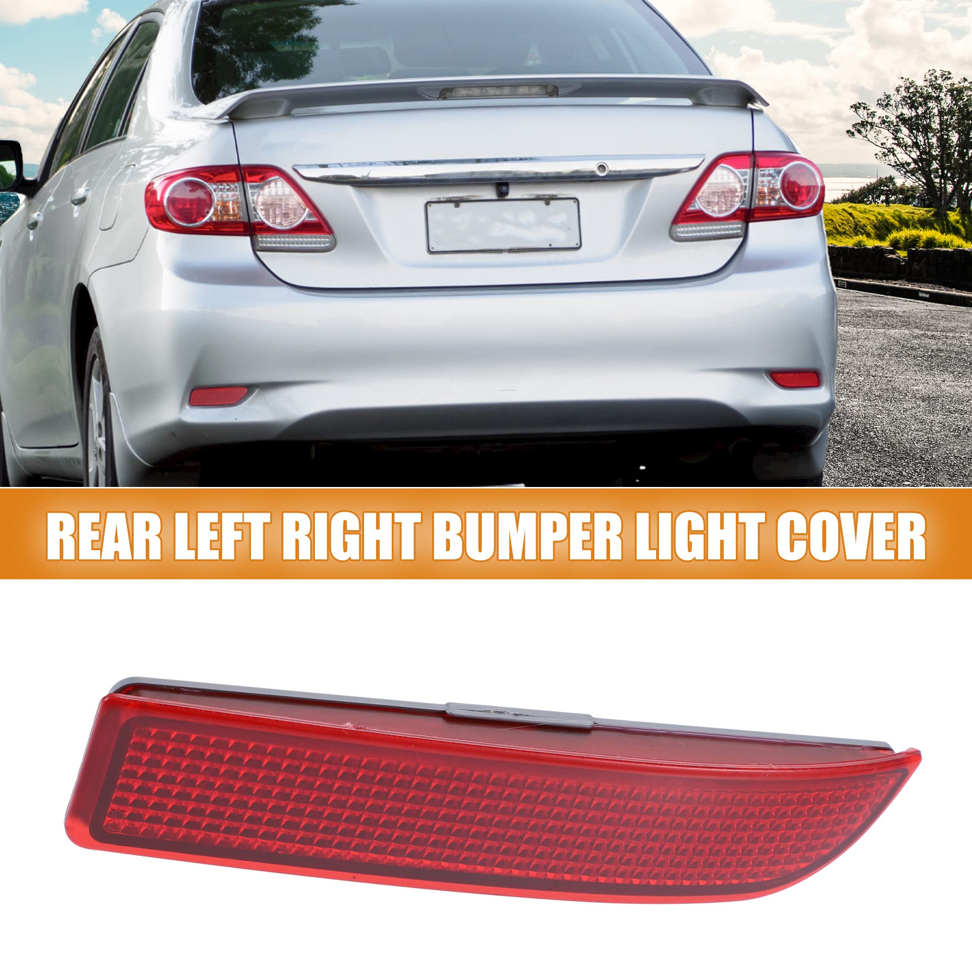 X AUTOHAUX 1 Pair Rear Left Right Bumper Reflector Light Cover for Toyota RAV4 2009-2012 81920-0R020 81910-0R020 Red