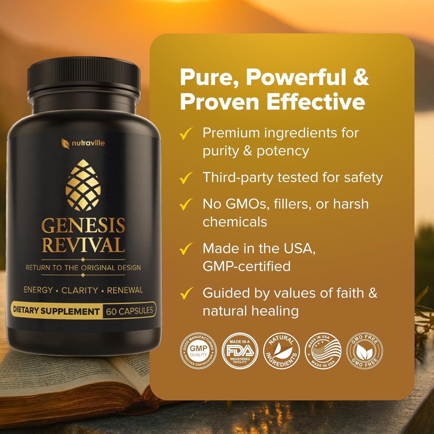 Genesis Revival – Shilajit, Lion’s Mane & 8 Sacred Botanicals to Nourish the Pineal Gland for Energy, Mental Clarity, Graceful Aging & a Return to Your Eden State