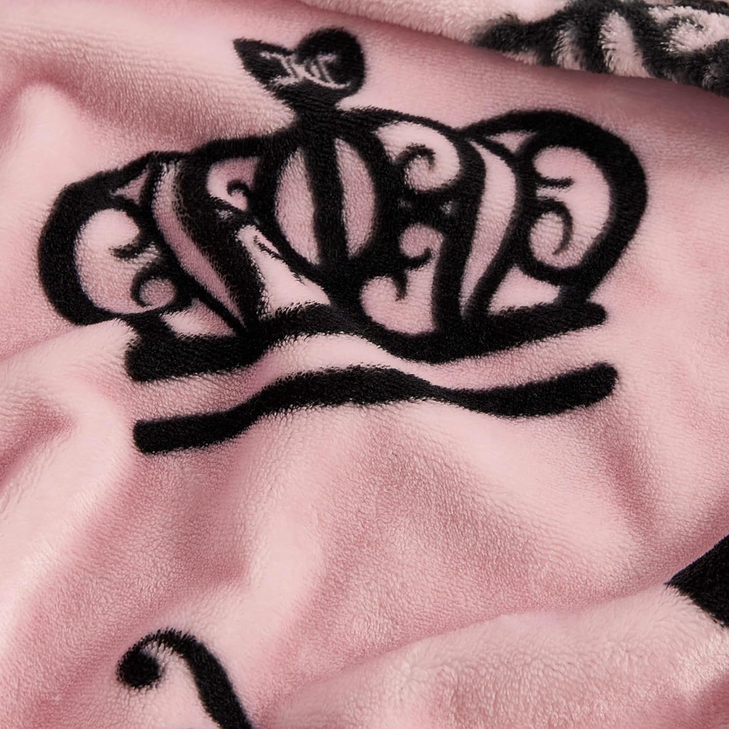 Juicy Couture Elegant Crown Diamond 50" x 70" Plush Throw Blanket, Pink - Decorative Blankets for Sofas, Throws for Chairs, and Beds - Image 5