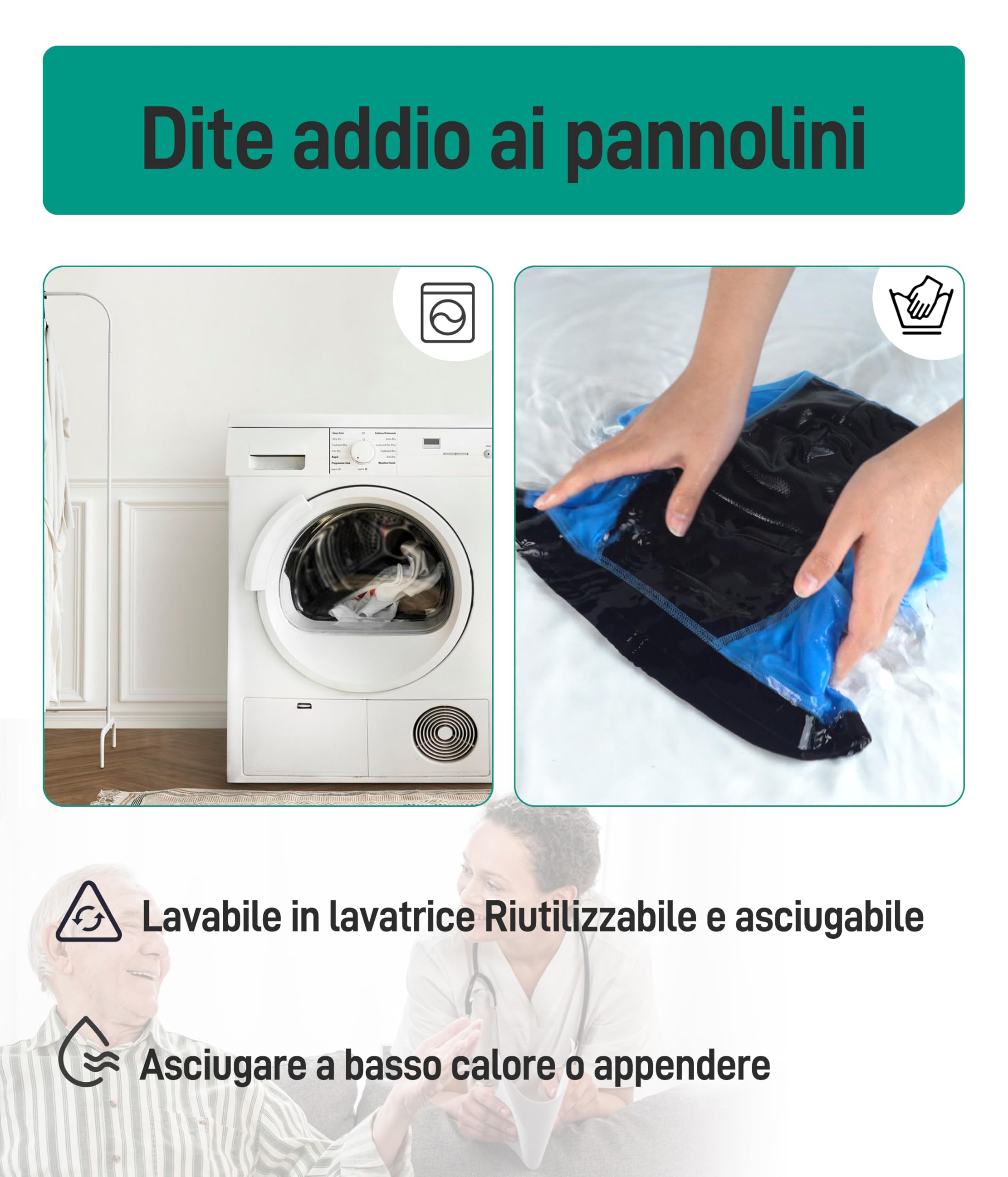 Mutande Incontinenza Uomo 3 Pack, Slip Incontinenza in cotone lavabile con assorbente 150ml di volume di urina, riutilizzabili, Biancheria intima a Prova di Perdite(Multicolore, XL)