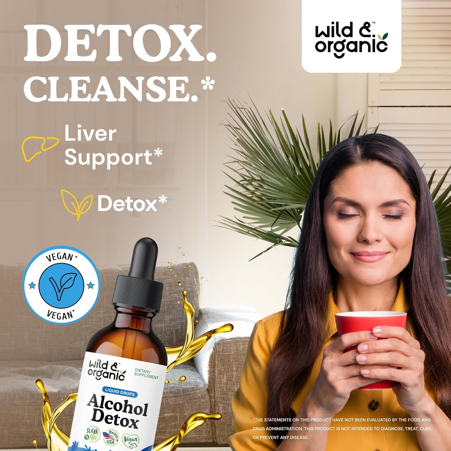 Wild & Organic Alcohol Detox Cleanse Drops - Liver & Kidney Cleanse with Milk Thistle, Chanca Piedra Stone Breaker - Anti Alcohol Complex for Liver Detox - Vegan, No Sugar & Additives - 2 fl oz - Image 2
