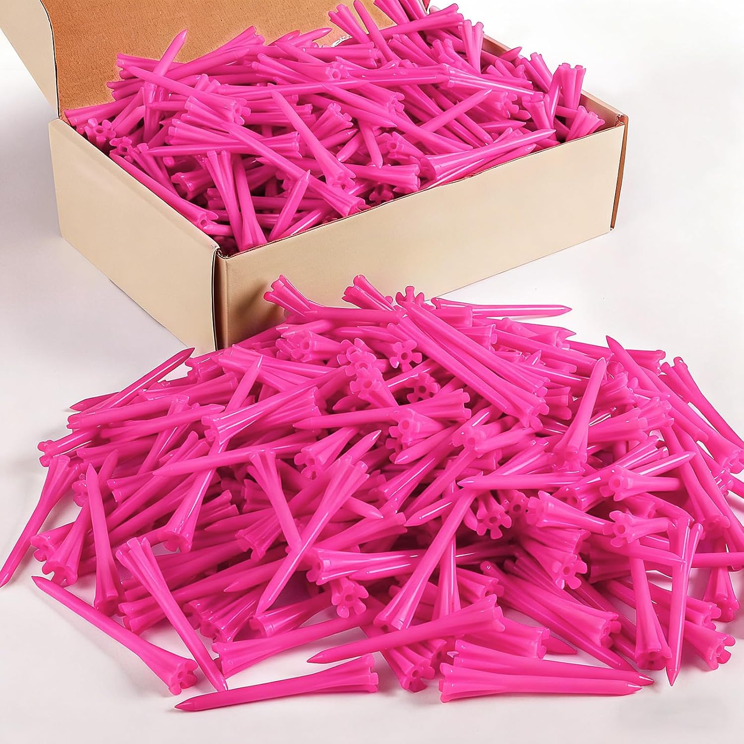 FINGER TEN Golf Tees Plastic Unbreakable Easy to Find Bulk Value 200/500/1000 Count, 2 3/4 3 1/4 Inch Stable Tee Driving Range Reduce Friction, Green Red White USA Flag Practice