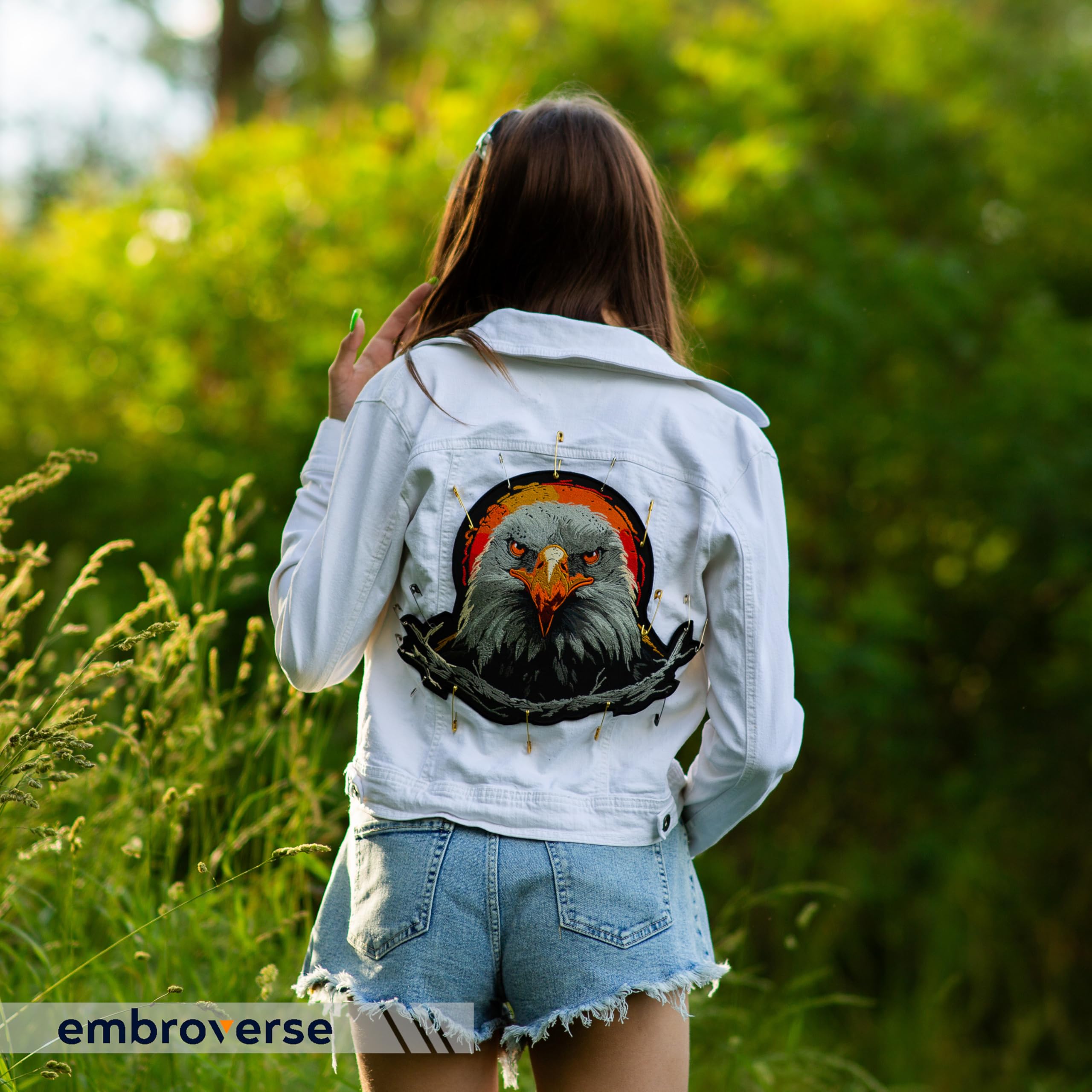 EMBROVERSE Weißkopfseeadler Rückenaufnäher, Bestickt zum Aufbügeln