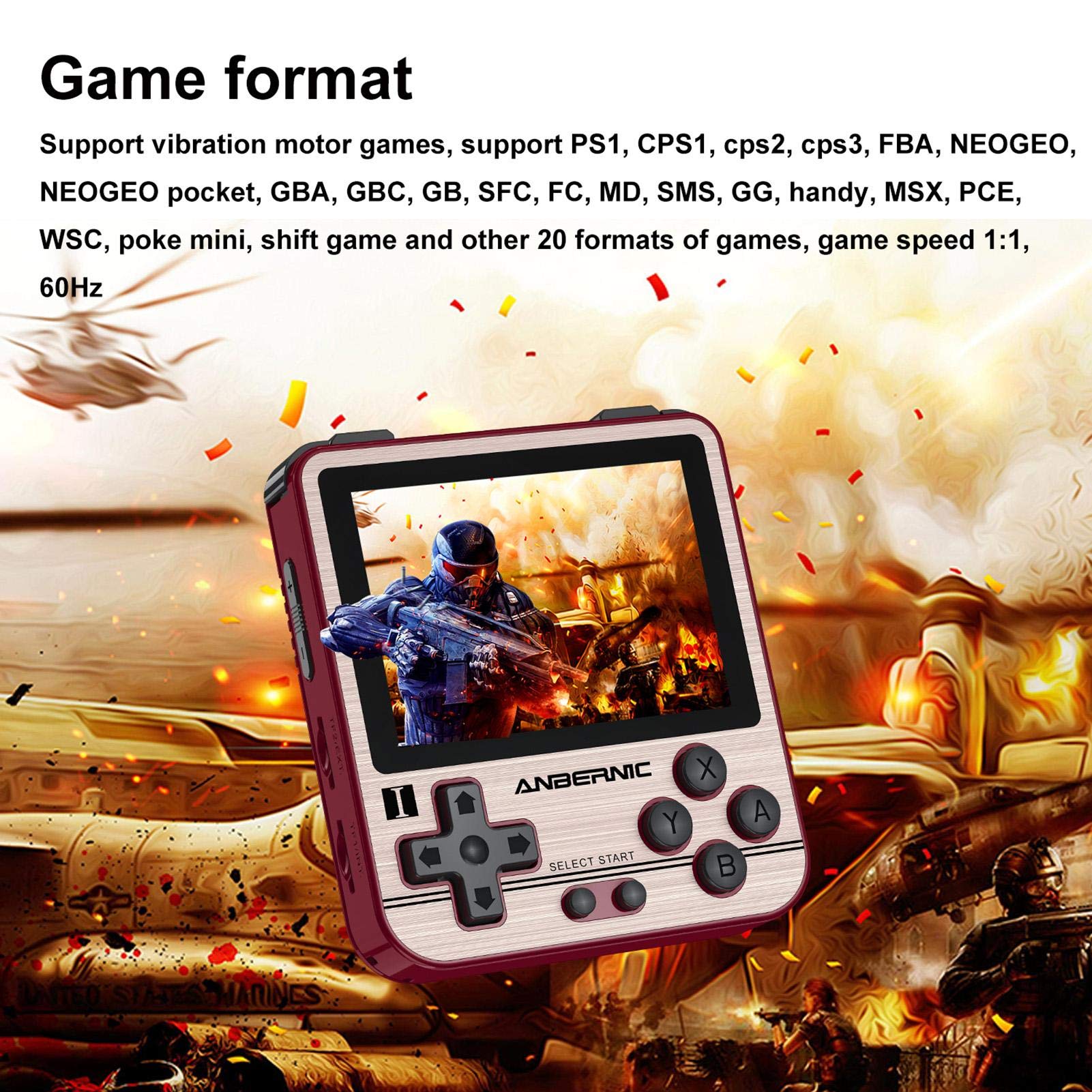 Consoles de Jeux Portables, RG280V Console de Jeux Retro de Jeux, Intégré 2500 Classique Jeux 2.8 Pouces IPS écran Console de Jeux vidéo Portable Joueur de jeu rétro classique de Lecteurs de musique