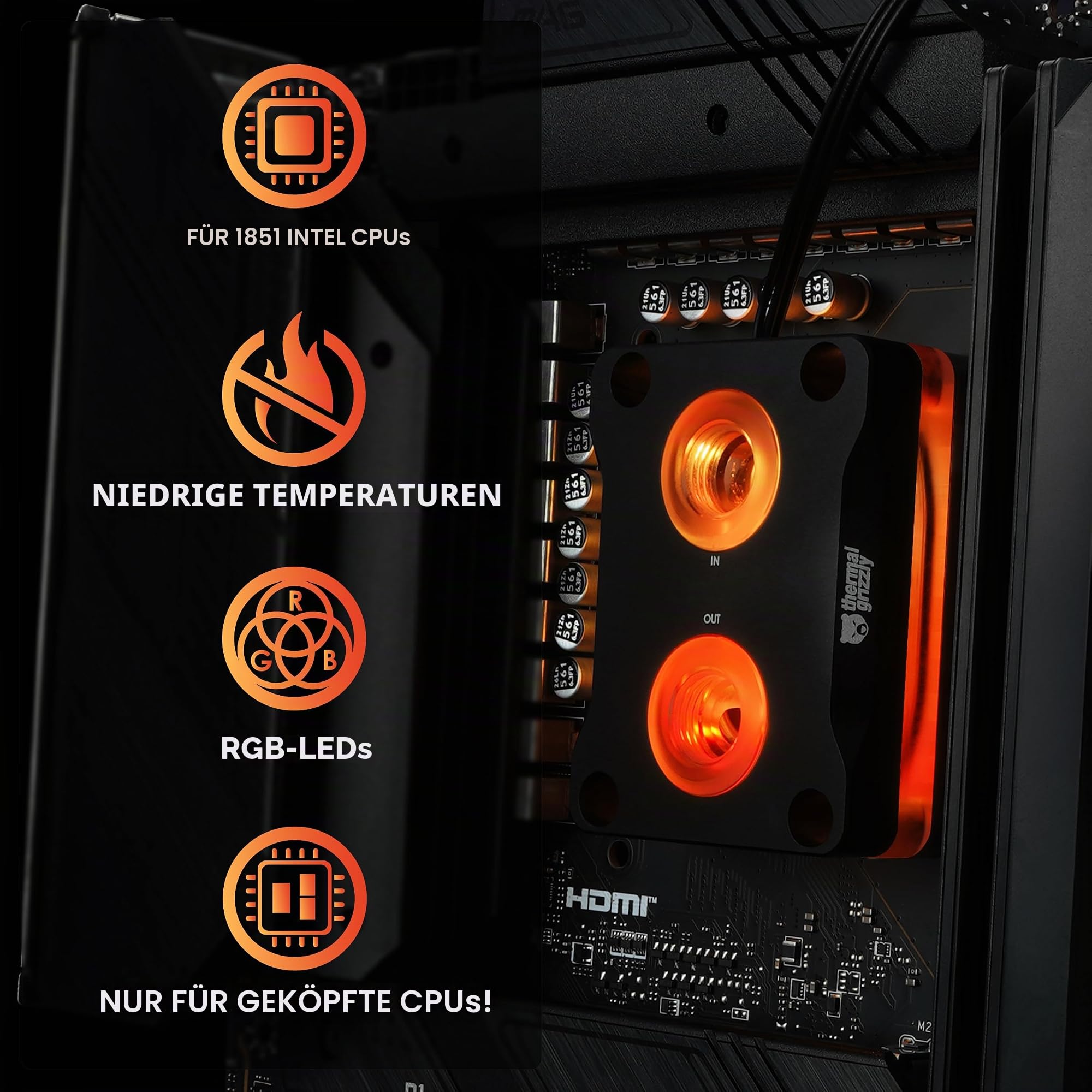 Thermal Grizzly Mycro Direct-Die Pro RGB V1 CPU-Wasserkühler Intel LGA1851