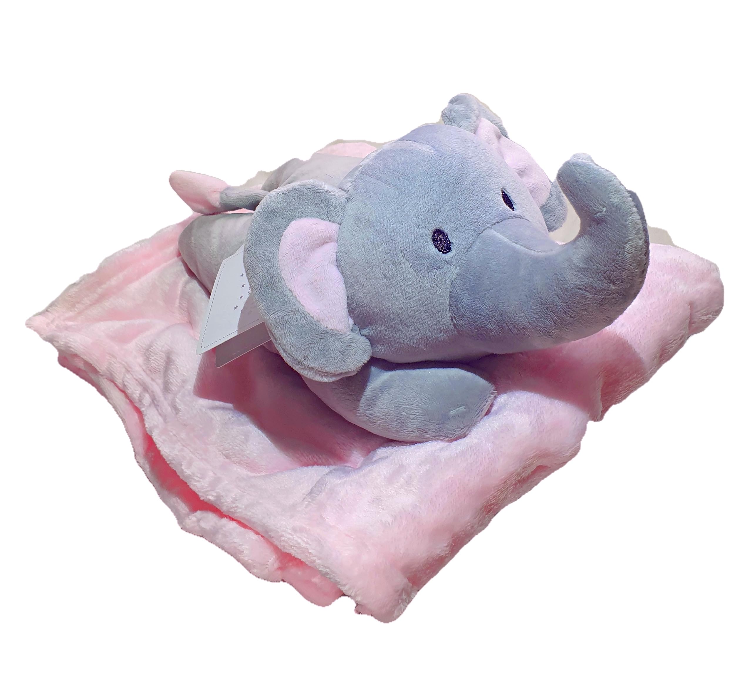 BabyTown Luxury Super Soft Cosy Warm Blanket wiht Elephant Toy Set Pink  Gift Kids Baby Blanket Infant Newborn Baby Gifts