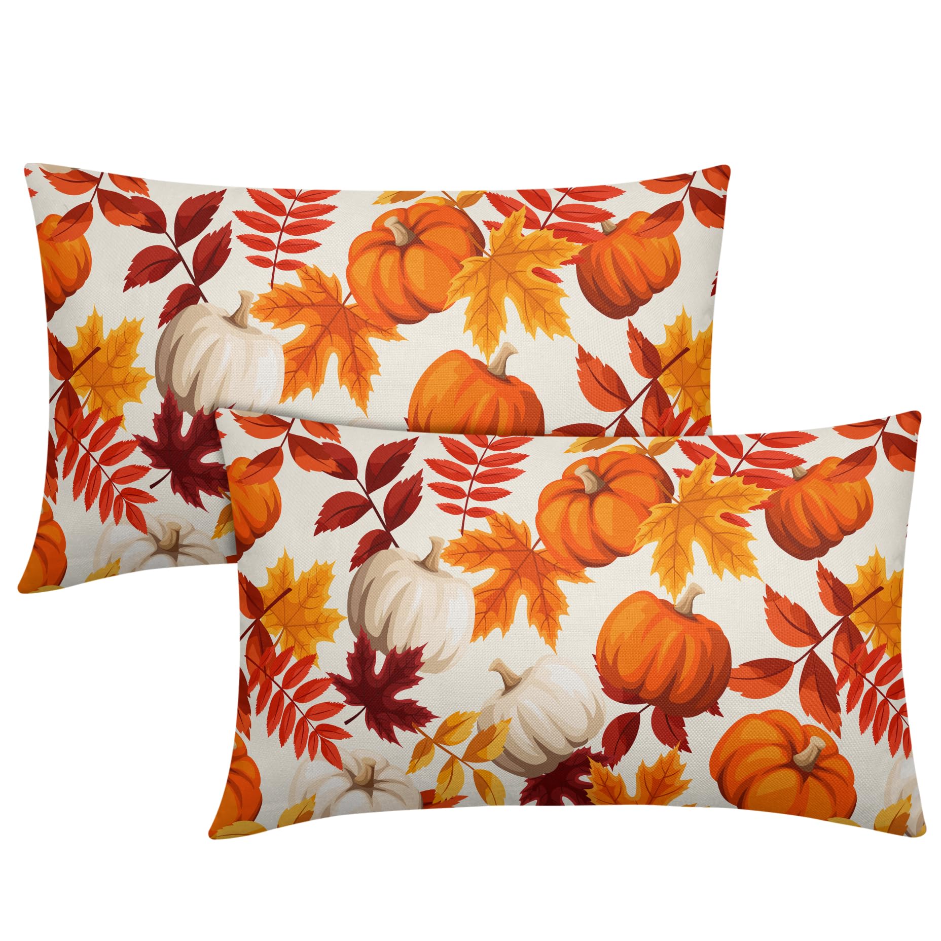 Housse de coussin d'automne 30x50 cm lot de 2 pour raviver un canapé terne avec style citrouille