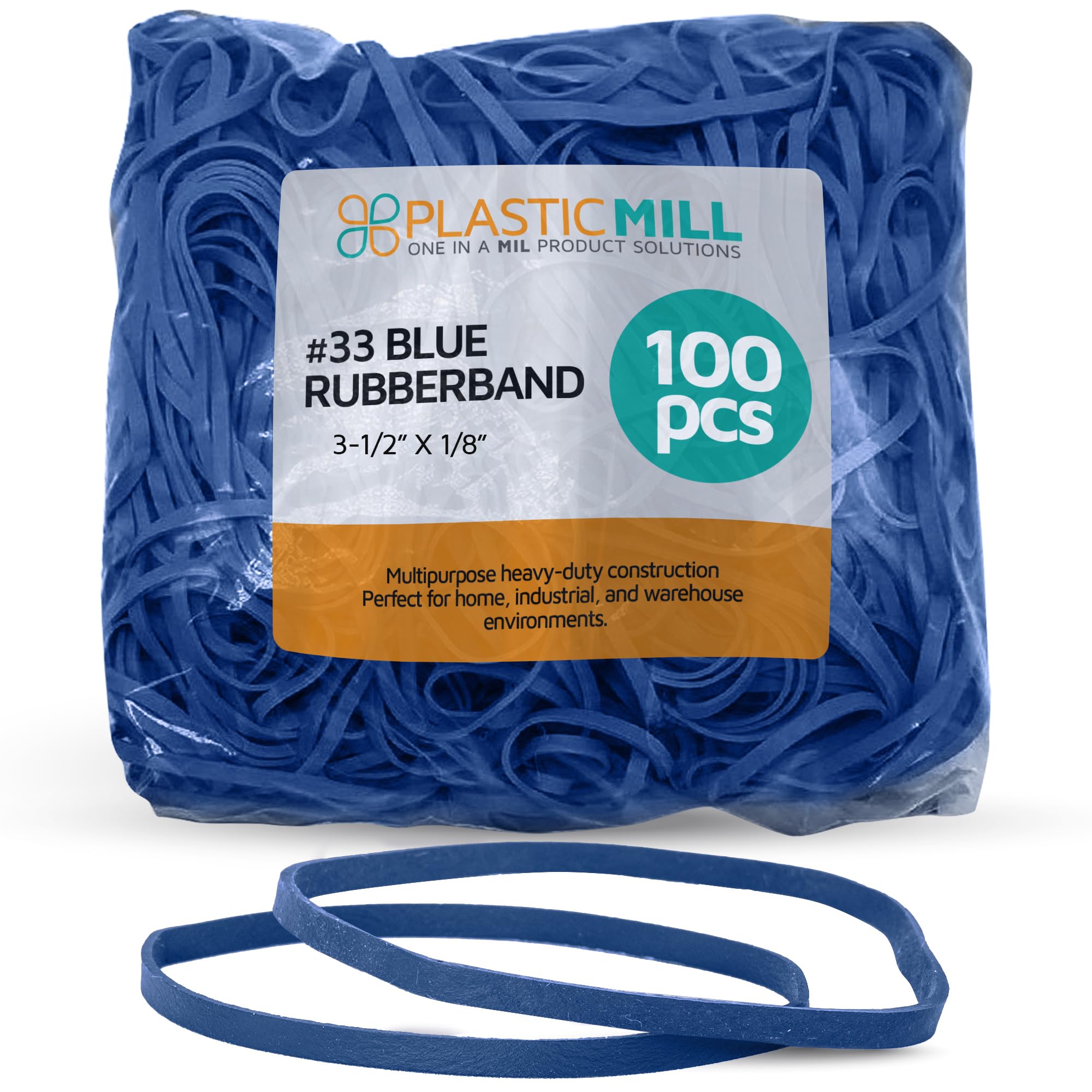 PlasticMill Rubber Bands - #33 Size - Blue Rubberbands - 100 Count, SIZE 33/ 100 Count