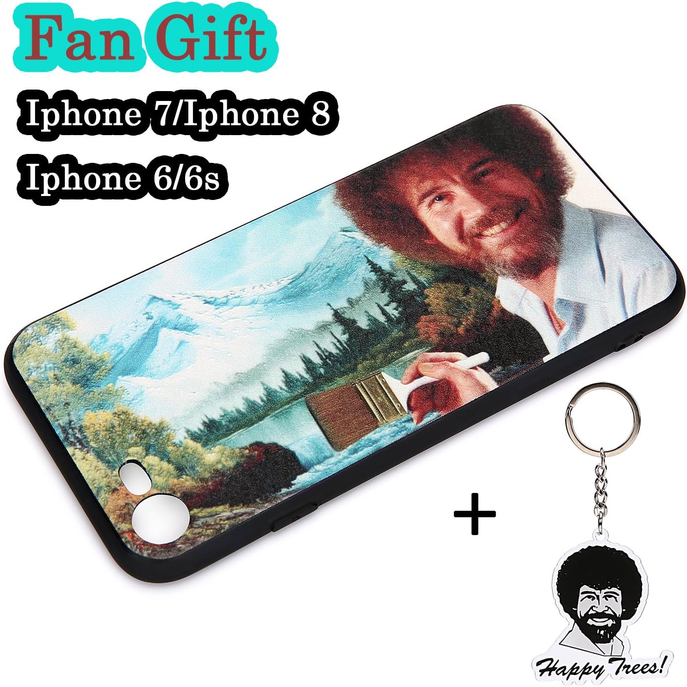 Bob Ross Fan Gift iPhone Case, Bob Ross Happy Trees Keychain