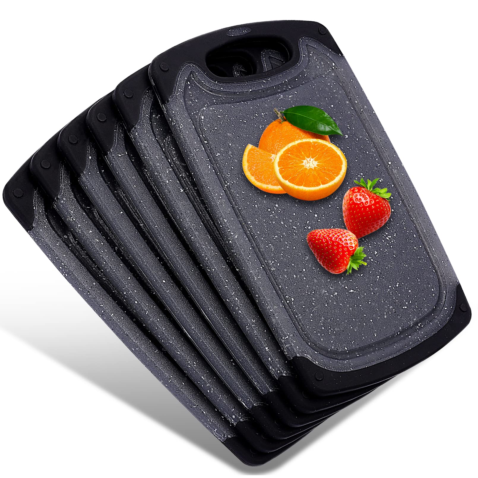 Planches à petit-déjeuner lot de 6 avec rainure de jus en bois naturel