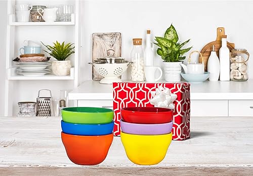 Miniatura 5 de Bruntmor Juego de 6 cuencos de porcelana de 8 onzas, aptos para helados, postres, sopas, guarniciones pequeñas, ensalada, cereales, arroz,